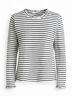 croft & barrow Black and White Striped Long-Sleeve Top